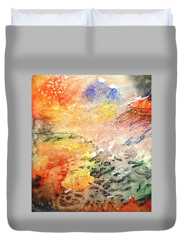 Autumn Bonfires Duvet Cover featuring the painting Fugitive Heat by Trudi Doyle