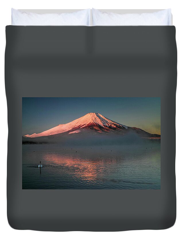 Tranquility Duvet Cover featuring the photograph Fuji Glowing Only A Few Minutes by I Love Photo And Apple.