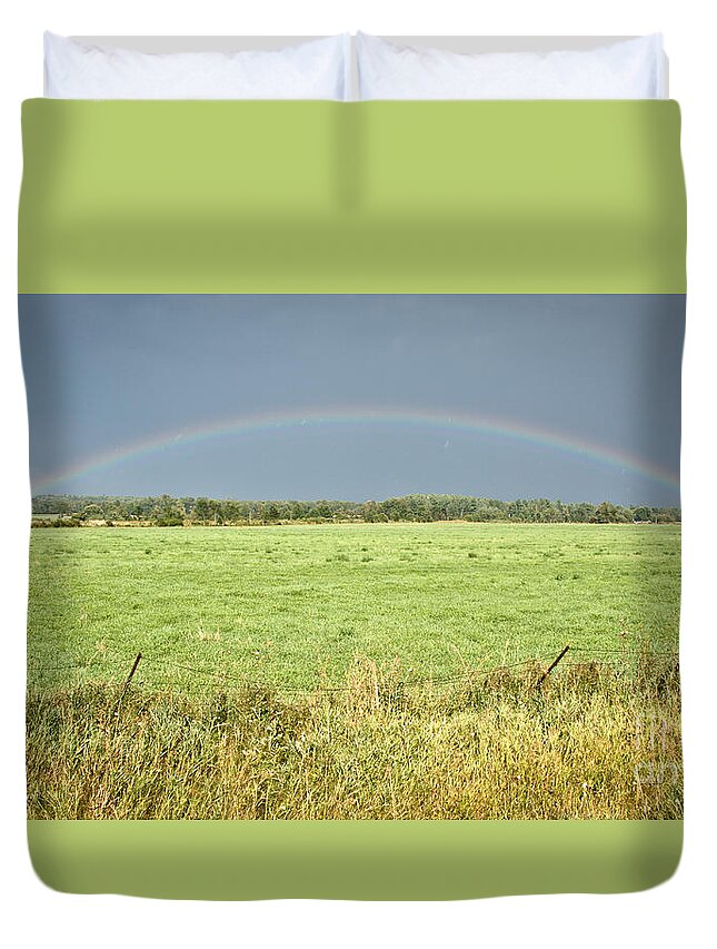 Rainbow Duvet Cover featuring the photograph Full Country Rainbow by Cheryl Baxter
