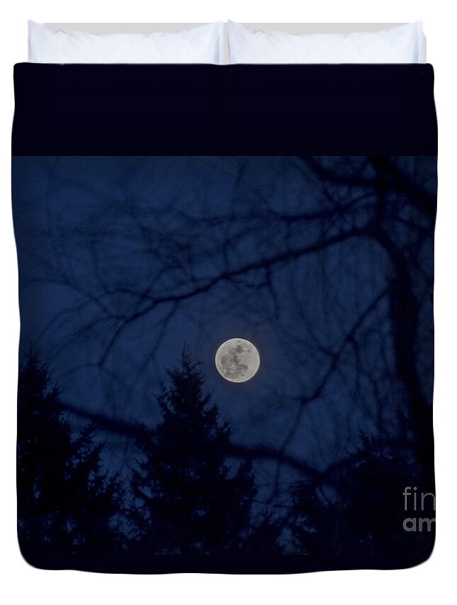 Moon Duvet Cover featuring the photograph Full Moon Light by Cheryl Baxter
