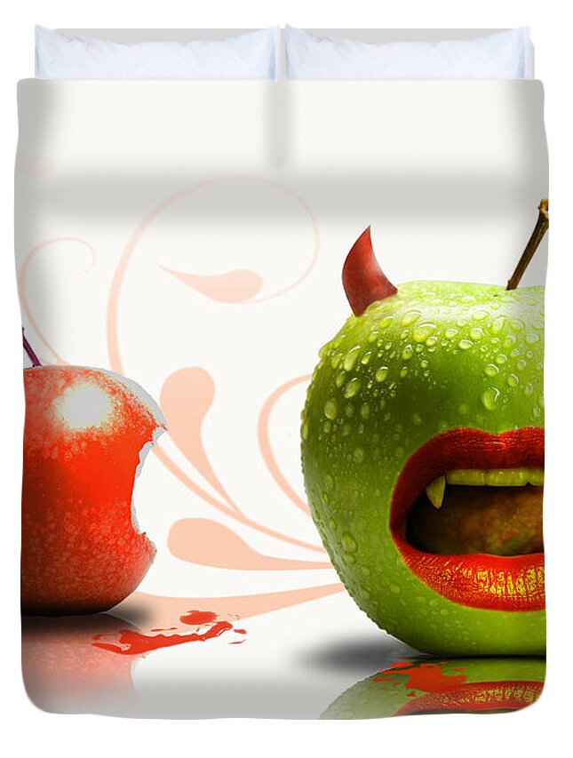 Funny satirical digital Image of red and green apples Strange Fruit Duvet  Cover by Sassan Filsoof - Fine Art America