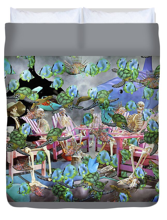 Committee Duvet Cover featuring the mixed media Future of the Sea Committee by Betsy Knapp