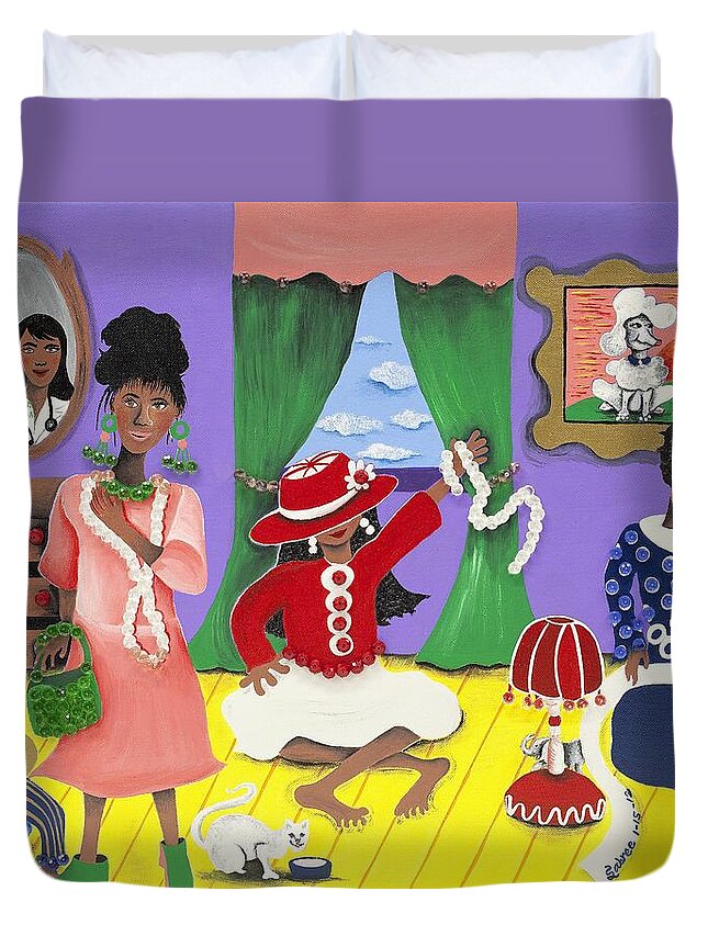 Sabree Duvet Cover featuring the painting Future Reservations by Patricia Sabreee
