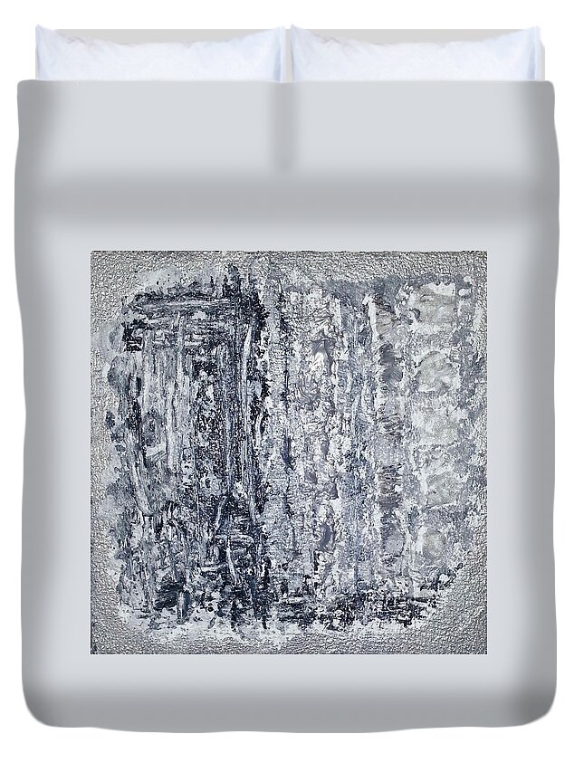 Abstract Artwork Duvet Cover featuring the painting G1 - greys by KUNST MIT HERZ Art with heart