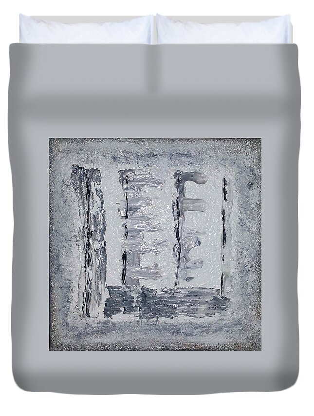 Abstract Painting Duvet Cover featuring the painting G2 - greys by KUNST MIT HERZ Art with heart