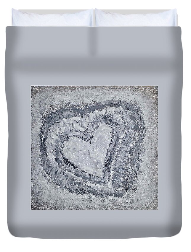 Abstract Painting Duvet Cover featuring the painting G3 - greys by KUNST MIT HERZ Art with heart
