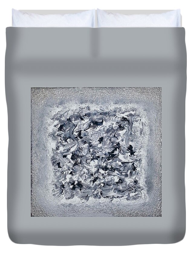 Abstract Painting Duvet Cover featuring the painting G4 - greys by KUNST MIT HERZ Art with heart