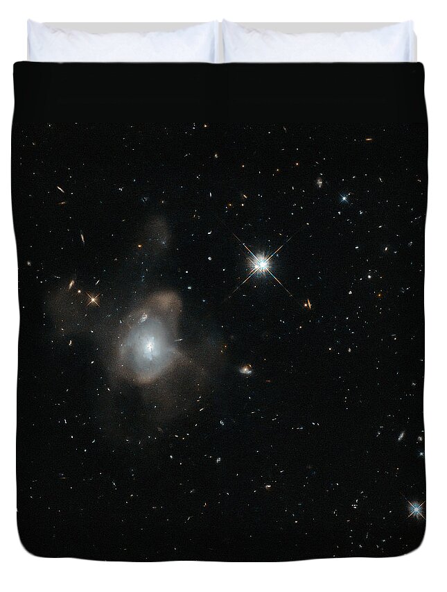 Interstellar Gas Duvet Cover featuring the photograph Galactic Merger by Science Source