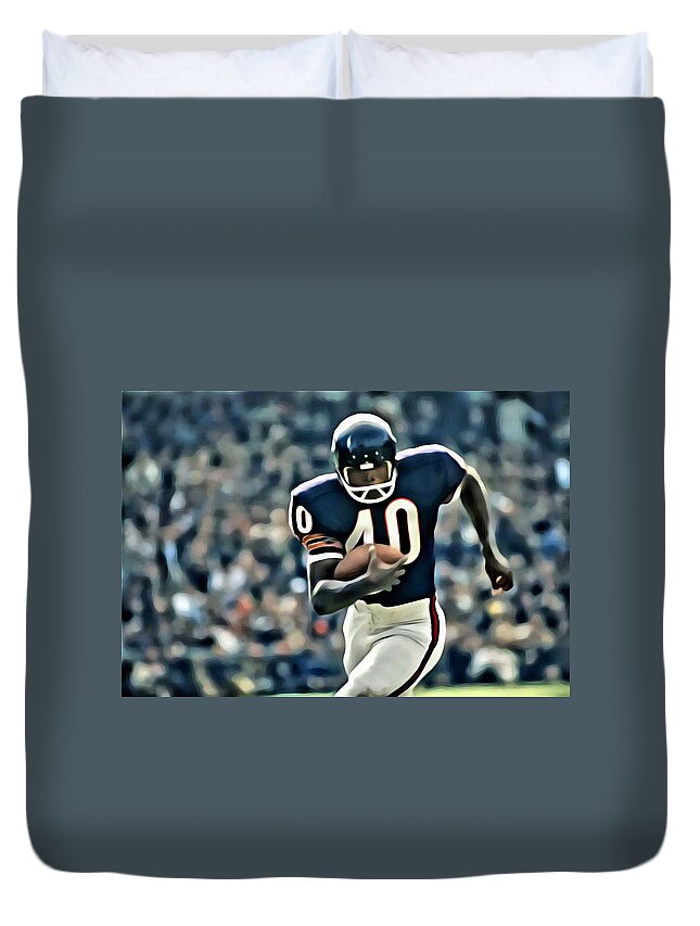 Gale Sayers Duvet Cover featuring the painting Gale Sayers by Florian Rodarte