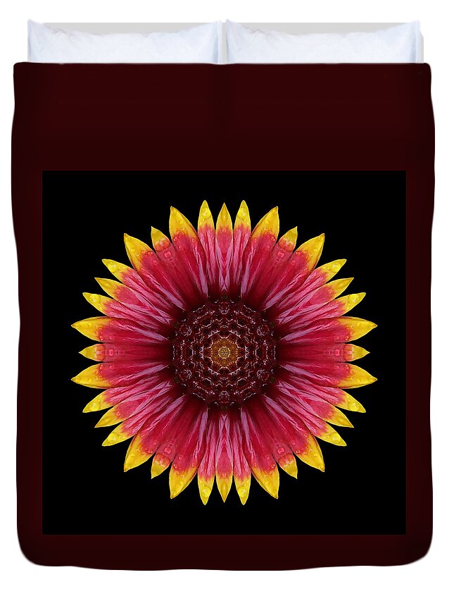 Flower Duvet Cover featuring the photograph Galliardia Arizona Sun Flower Mandala by David J Bookbinder