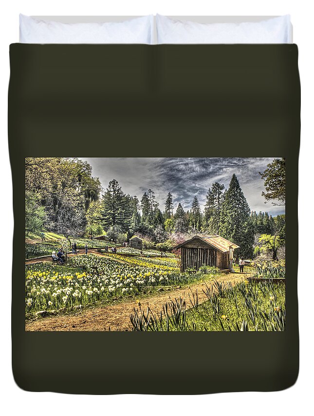 Amador Duvet Cover featuring the photograph Garden Houses on Daffodil Hill 2 by SC Heffner