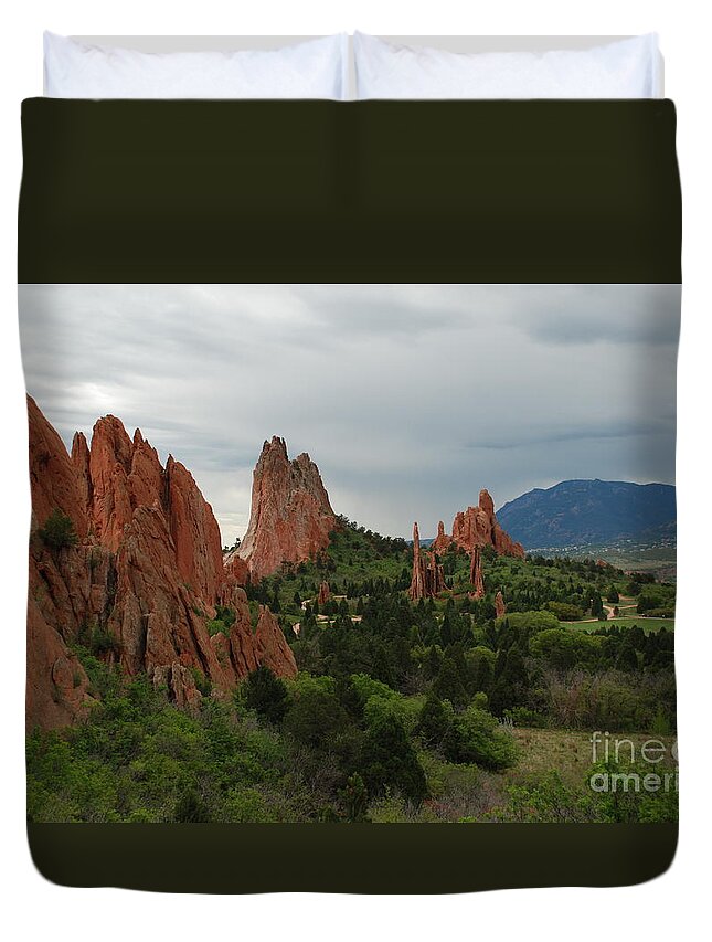Landscape Duvet Cover featuring the photograph Garden of the Gods by Ron Roberts