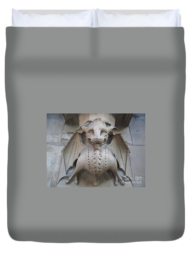 Gargoyle Duvet Cover featuring the photograph Gargoyle On Westminster Palace by Denise Railey