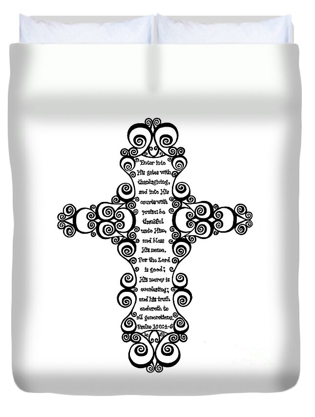 Leigh Eldred Duvet Cover featuring the mixed media Gates Cross by Leigh Eldred