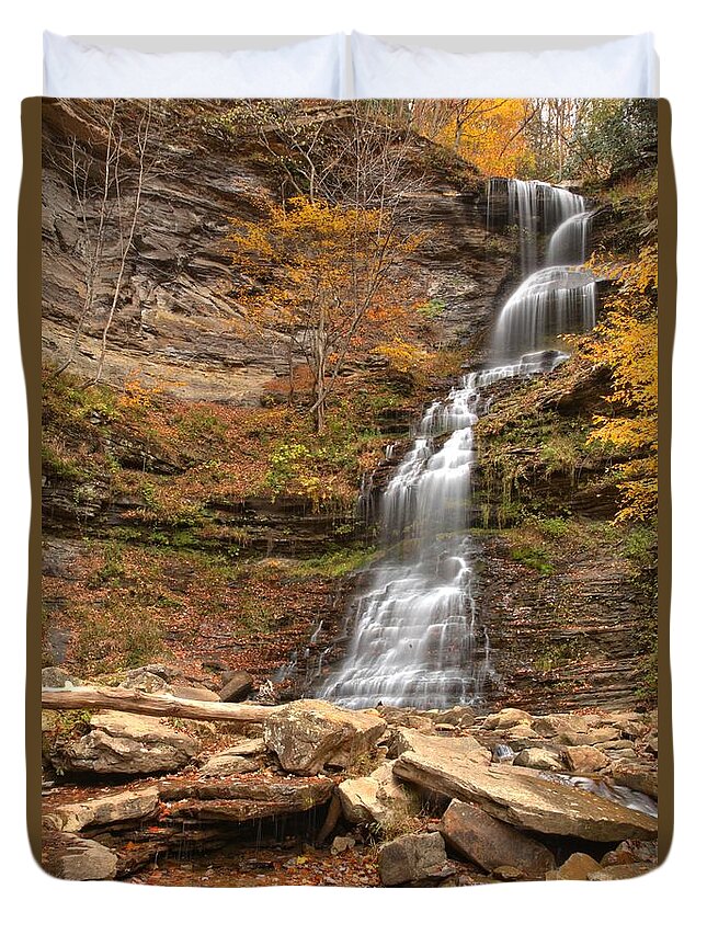 Cathedral Falls Duvet Cover featuring the photograph Gauley Bridge Cathedral Falls by Adam Jewell