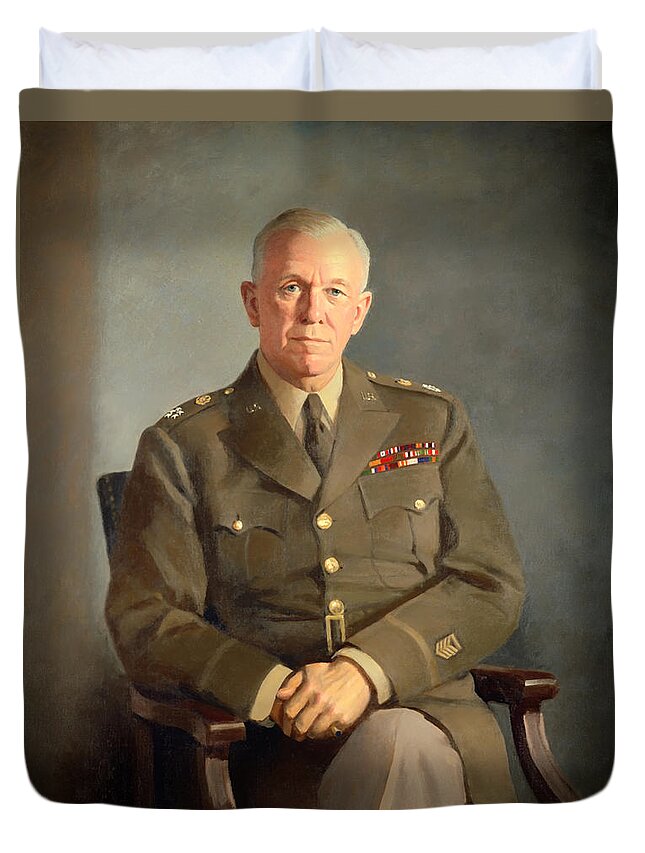 Painting Duvet Cover featuring the painting General George C Marshall by Mountain Dreams