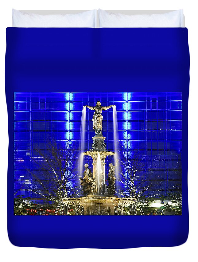 Genius Of Water Duvet Cover featuring the photograph Genius in Blue by Tim Meredith