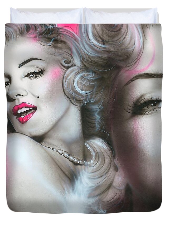 Marilyn Monroe Duvet Cover featuring the painting Gentlemen Prefer Blondes by Christian Chapman Art