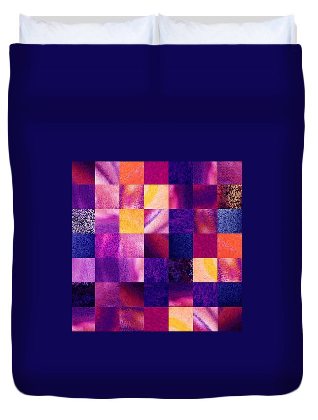 Abstract Duvet Cover featuring the painting Geometric Design Squares Pattern Abstract V by Irina Sztukowski