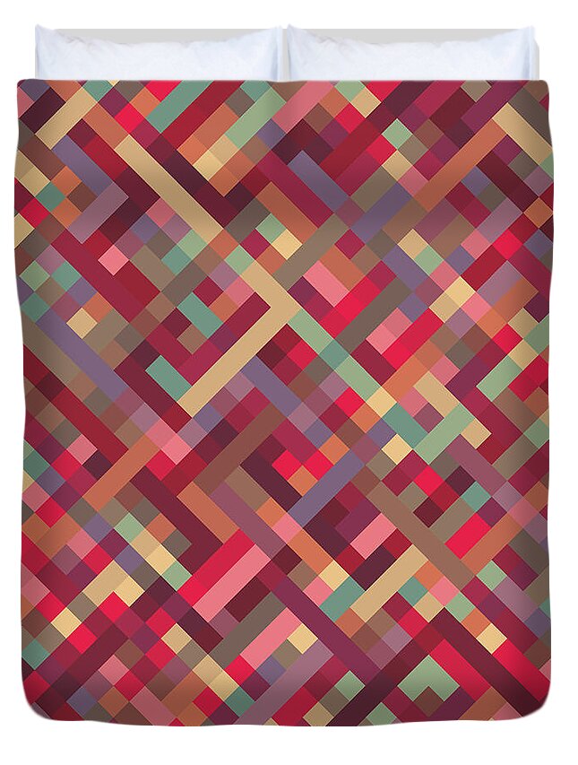 Abstract Duvet Cover featuring the digital art Geometric Lines by Mike Taylor