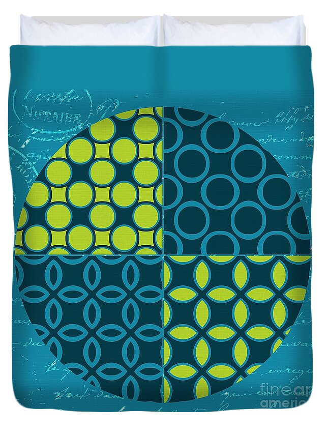 Turquoise Blue Duvet Cover featuring the digital art Geomix 14 - 01a by Variance Collections
