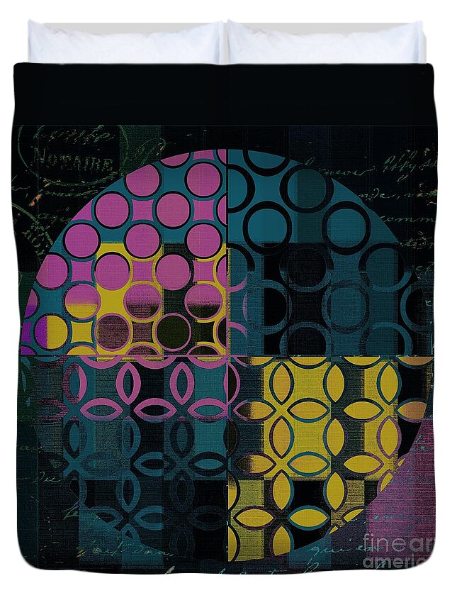 Black Duvet Cover featuring the digital art Geomix 14 - j049173176b2t by Variance Collections