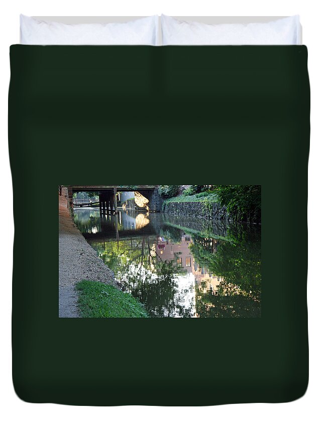 C Duvet Cover featuring the photograph Georgetown Canal Reflections by Cora Wandel