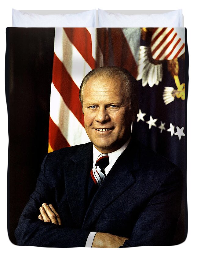 Gerald Ford Duvet Cover featuring the digital art Gerald Ford by Georgia Clare