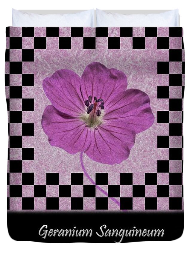 Checkerboard Duvet Cover featuring the digital art Geranium Purple Poster 1 by Barbara St Jean