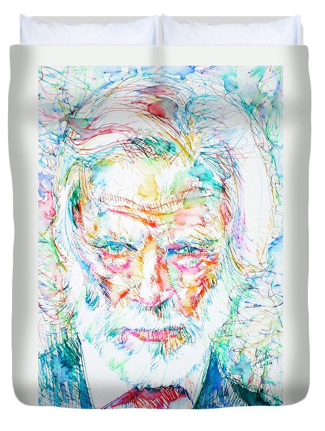 Gerry Mulligan Duvet Cover featuring the painting GERRY MULLIGAN - portrait by Fabrizio Cassetta