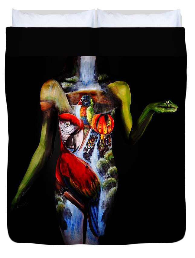 Fine Art Body Paint Duvet Cover featuring the photograph Getaway by Angela Rene Roberts and Cully Firmin