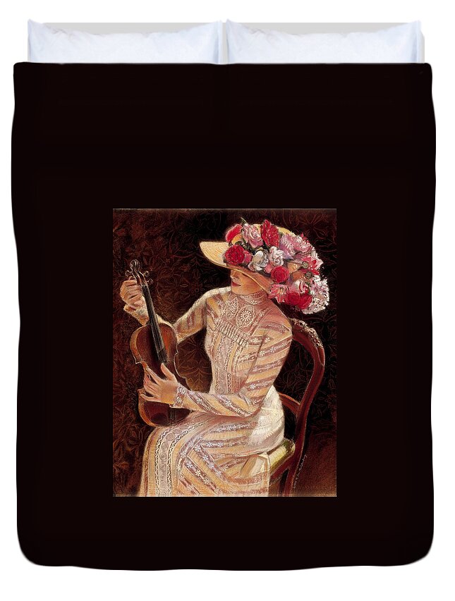 Vintage Duvet Cover featuring the painting Getting in Tune by Sue Halstenberg