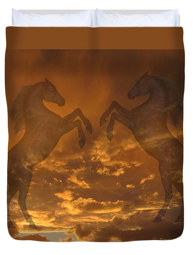Horses Duvet Cover featuring the photograph Ghost Horses at Sunset by Donald and Judi Hall
