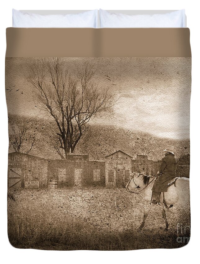 Cowboy Duvet Cover featuring the photograph Ghost Town #2 by Betty LaRue