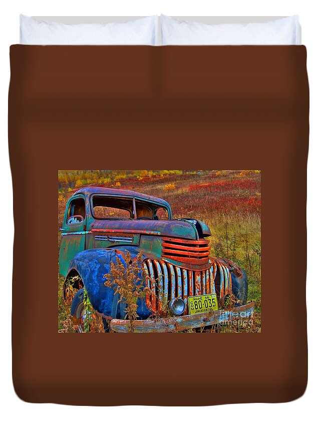 Rusted Duvet Cover featuring the photograph Ghost Truck by Alana Ranney