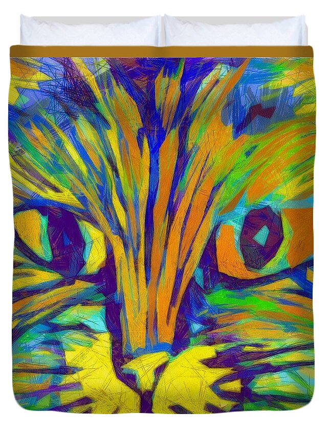 Modern Duvet Cover featuring the digital art Ginger Kitty by Michelle Calkins