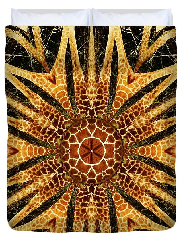 Digital Duvet Cover featuring the digital art Giraffe Mandala I by Maria Watt