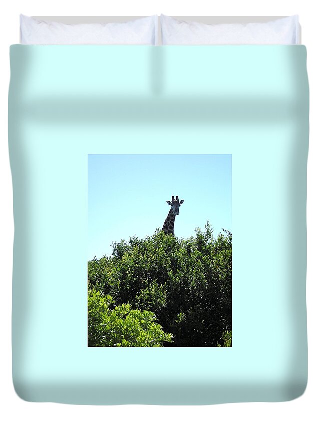 Giraffe Duvet Cover featuring the photograph Giraffe with nowhere to hide by Karen Jane Jones