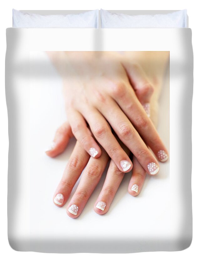 Adult Duvet Cover featuring the photograph Girl Hands by Carlos Caetano