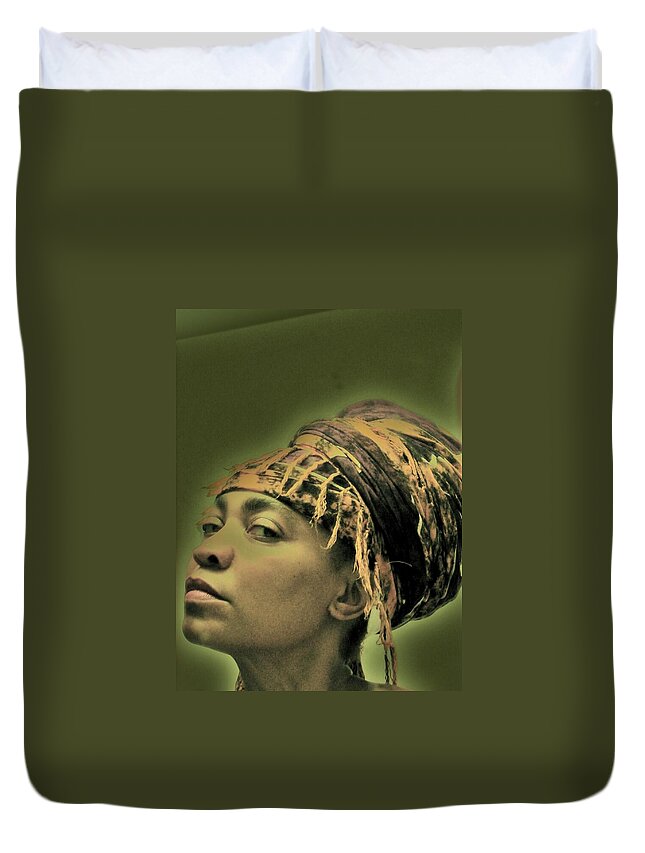 Girl In Gele Duvet Cover featuring the photograph Girl in Gele by Cleaster Cotton