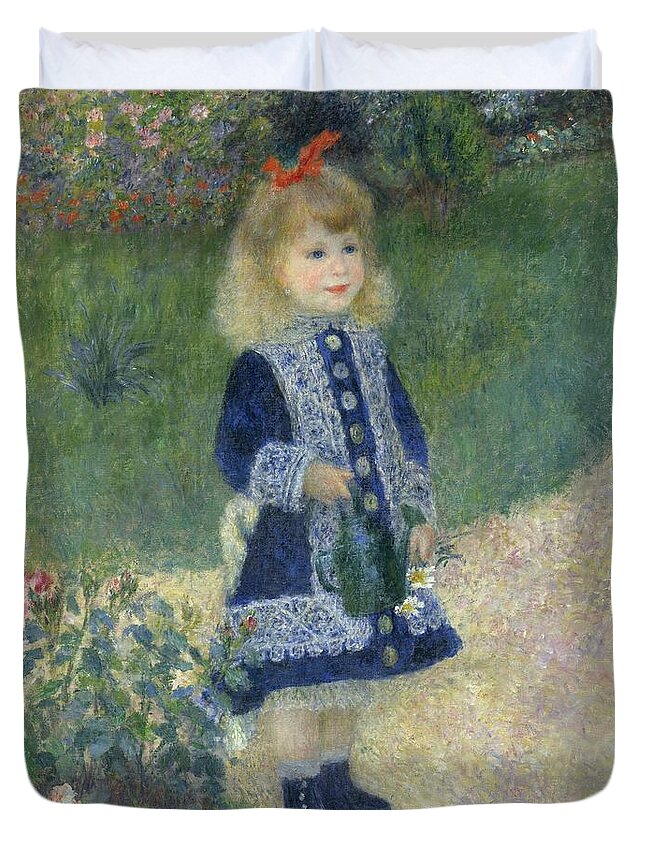 Auguste Renoir Duvet Cover featuring the painting Girl With A Watering Can by Auguste Renoir