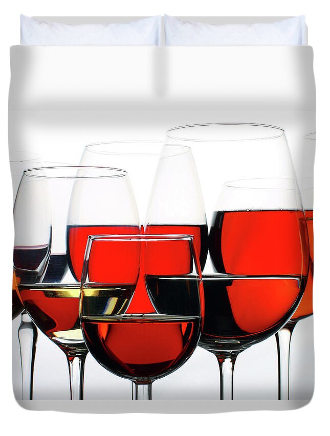 White Background Duvet Cover featuring the photograph Glasses by Chris Van Dolleweerd