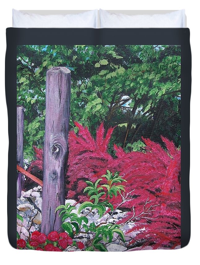 Golf Course Duvet Cover featuring the painting Glen Cairn Entrance by Sharon Duguay