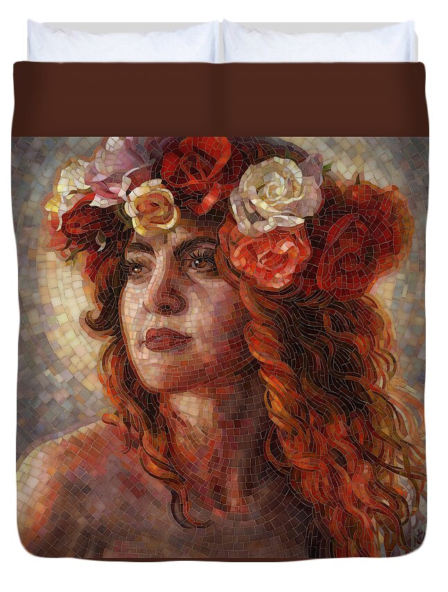 Glass Duvet Cover featuring the painting Glory by Mia Tavonatti