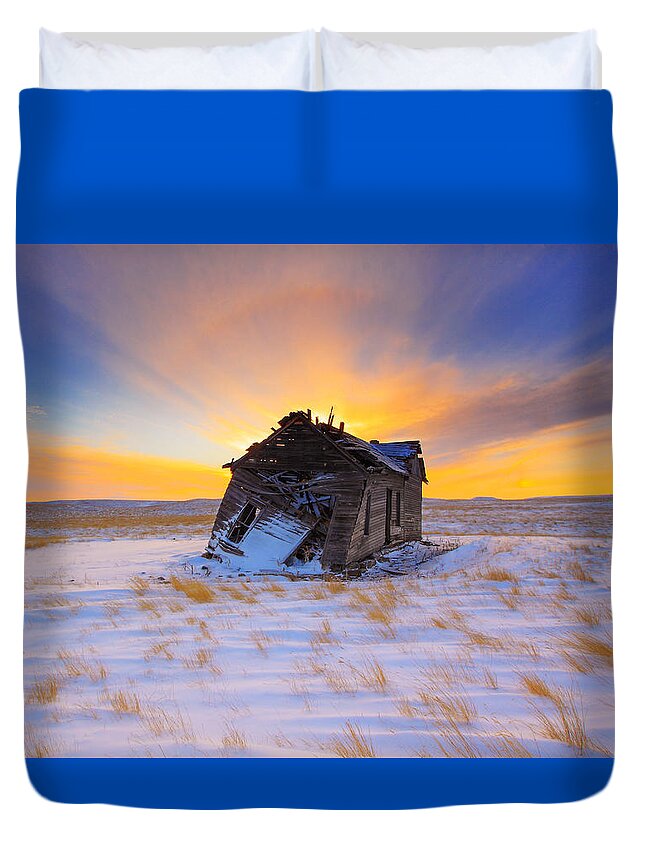 Old Duvet Cover featuring the photograph Glowing Winter by Kadek Susanto