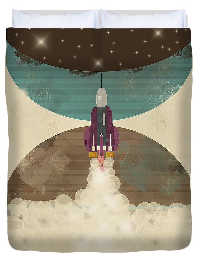 Rockets Duvet Cover featuring the painting Go Beyond by Bri Buckley