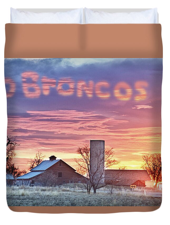 Broncos Duvet Cover featuring the photograph Go Broncos Colorado Country by James BO Insogna