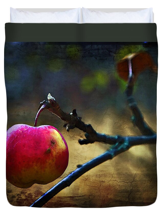 Apple Duvet Cover featuring the photograph Go On Dearie Take A Bite by Theresa Tahara