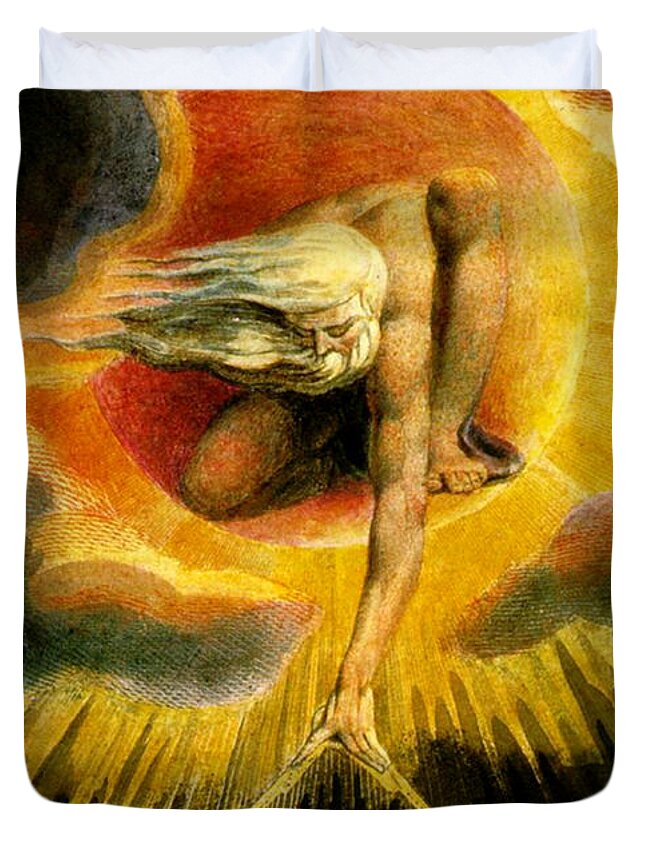 Romanticism Duvet Cover featuring the painting God As Architect by William Blake