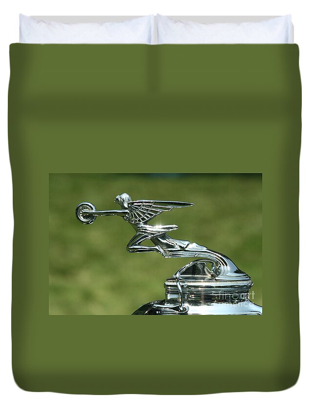 Hood Ornament Duvet Cover featuring the photograph Goddess of Speed by Crystal Nederman